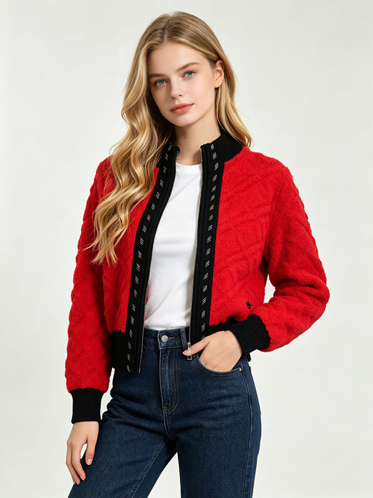 Cardigan in maglia a trecce autunno/inverno da donna, giacca in maglia con collo alto e zip a collo alto di provenienza transfrontaliera