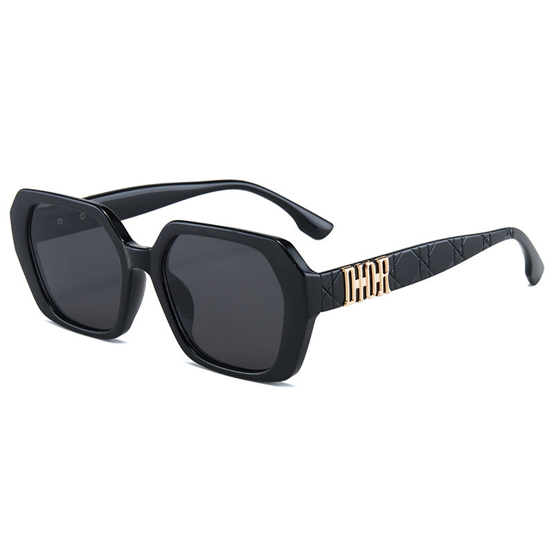 Impresión de personalidad transfronteriza Gafas de sol de hoja de mercurio D poligonales europeas y americanas Gafas de sol de moda para el hogar Gafas versátiles para hombre y mujer