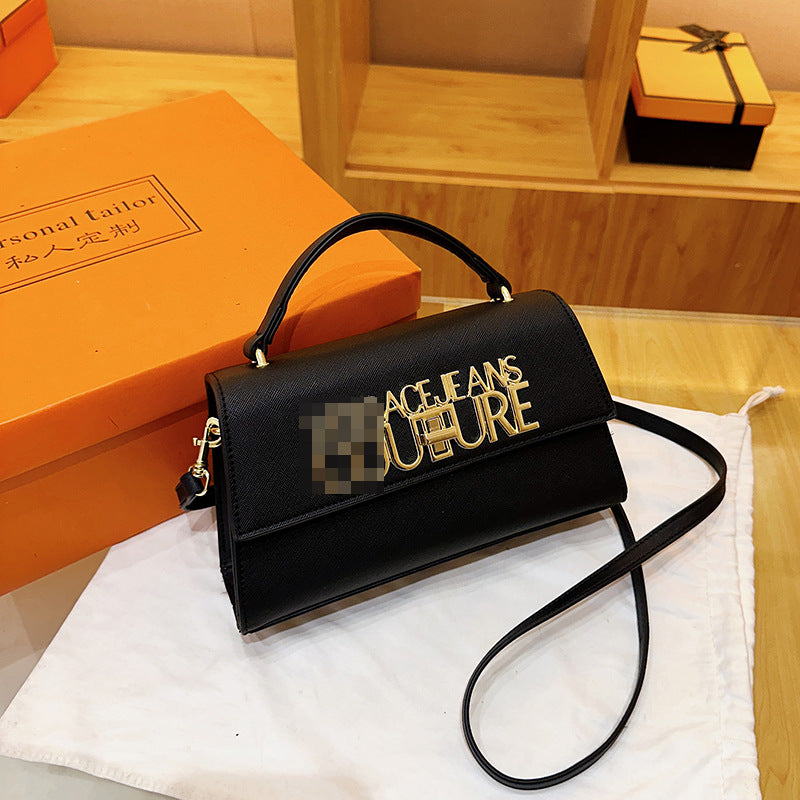 Moda de moda, con textura moderna, bolso cuadrado pequeño para mujer, bolsa de hombro con cadena de gran capacidad, bolso sencillo con letras extranjeras versátil