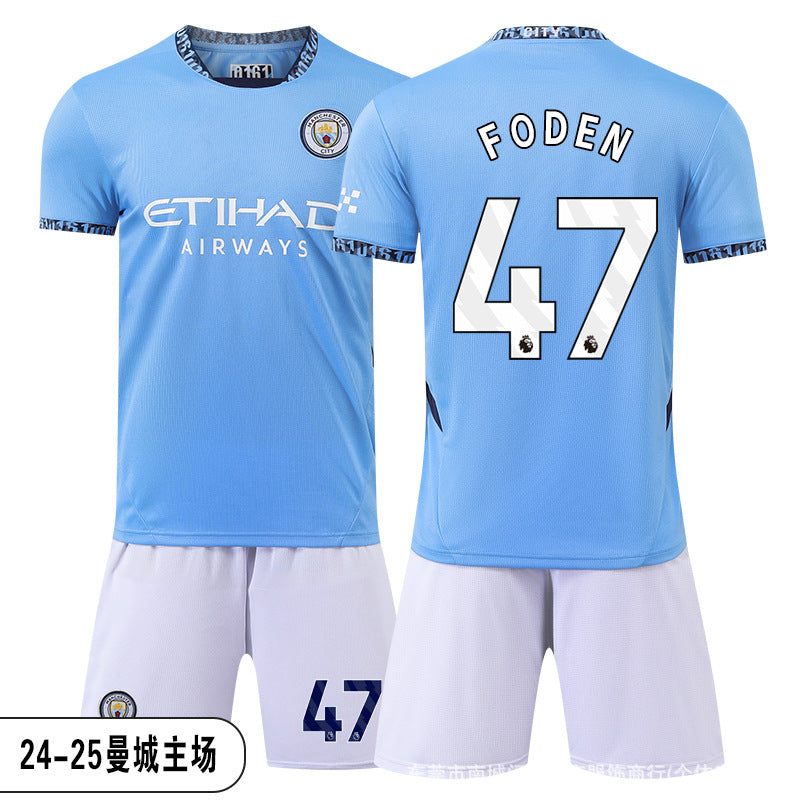 26 27 Camiseta de local del Manchester City, set de equipación de fútbol de la Premier League 9 de Haaland, equipación de entrenamiento infantil, nueva camiseta