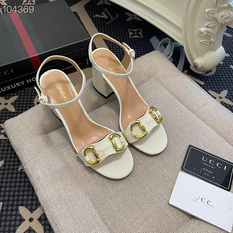 Nuevas sandalias versátiles de tacón grueso y de tacón G Brand Brand 2023, zapatillas negras de tacón alto planas y punta abierta