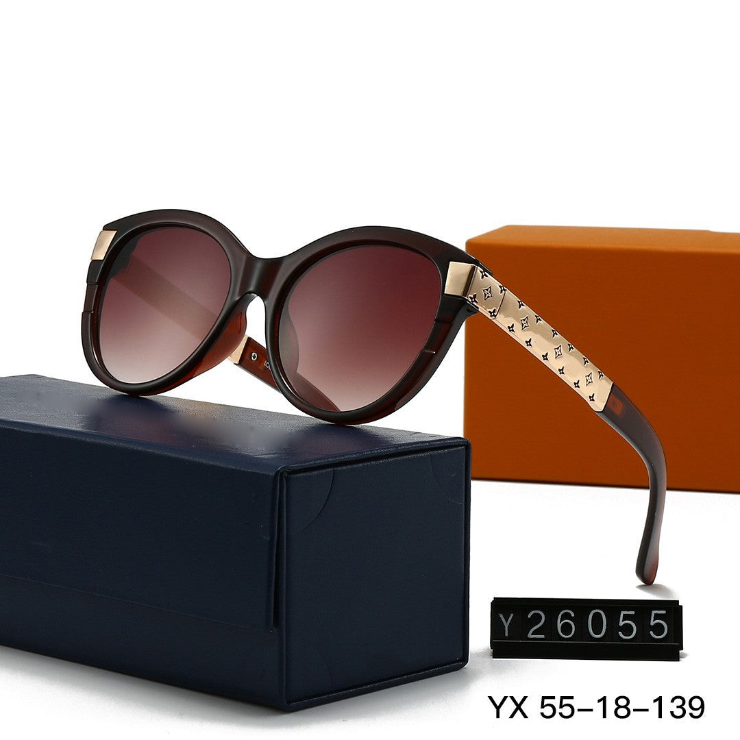 Nueva gafas de sol para mujer de gran montura metálica y ojo de gato para fotografía transfronteriza 2026, gafas de sol estilo Xiaohongshu para adelgazar