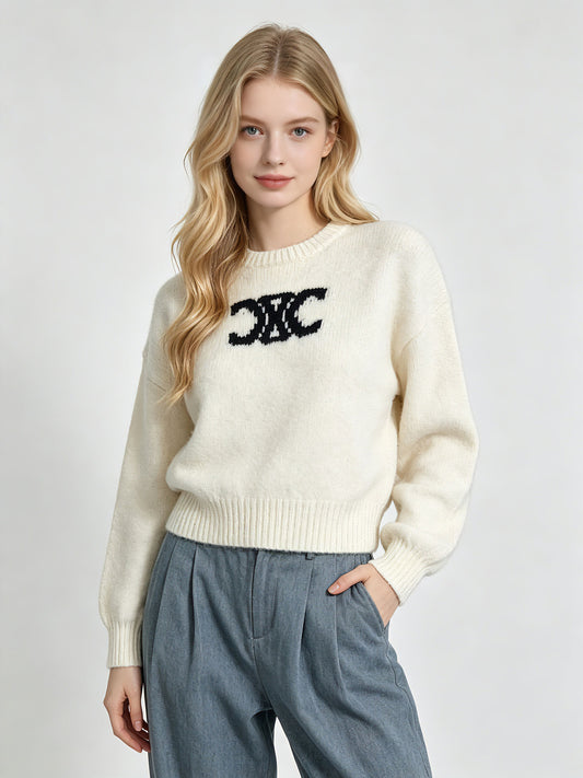 Drop Shoulder Jacquard Sweater CE | Autumn Winter