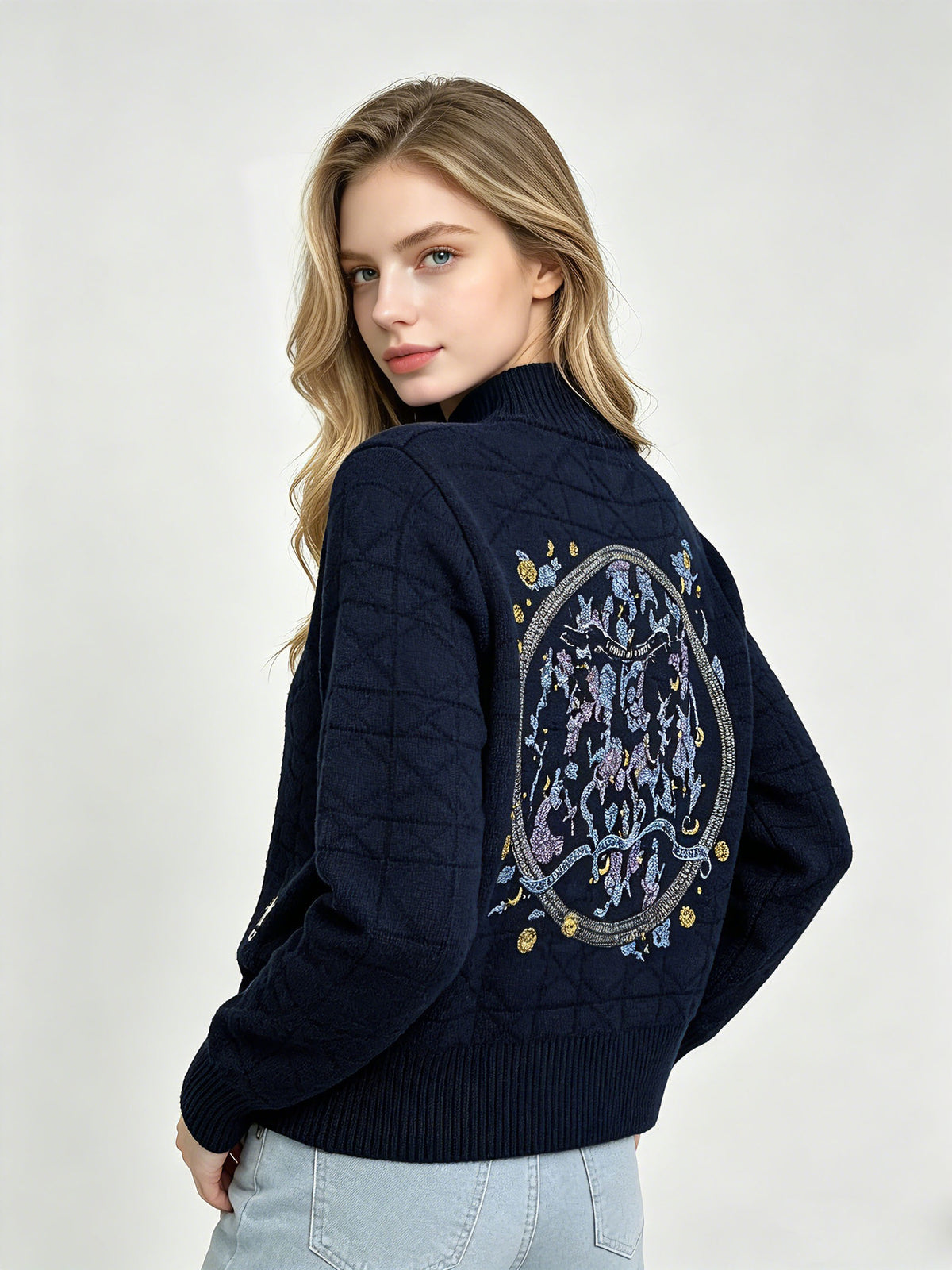 Women's CD Knit Cardigan | Zip Up And High Neck