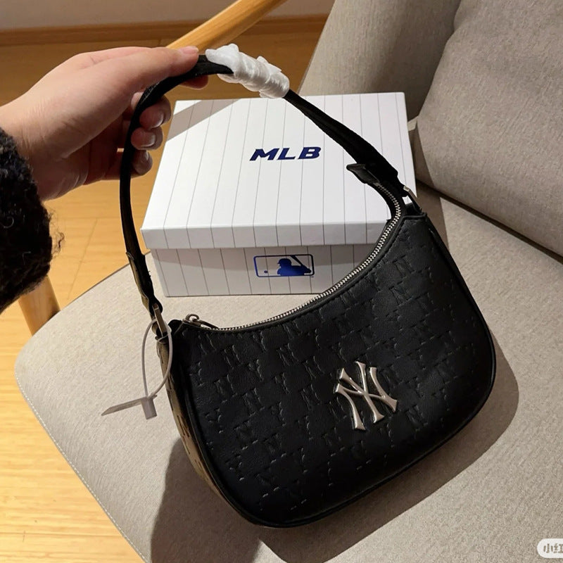 Bolso de la MLB coreana edición completa en relieve en relieve bolso sencillo de NY de moda versátil casual para mujer, novedad