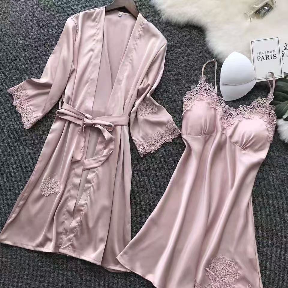 Comercio exterior femenino nuevos pijamas de talla grande de varias piezas, pijamas de talla grande con compresas para sujetadores