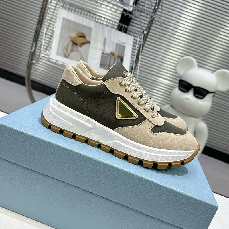 Zapatillas Spot P, nueva marca triangular, cordones de cuero informales, ropa baja, comercio internacional transfronterizo masculino de suela gruesa