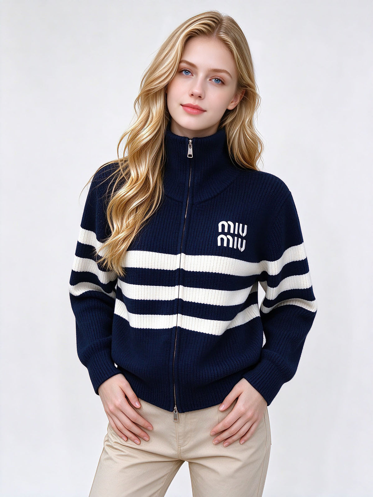Women's MM Knit Cardigan | High neck and zip