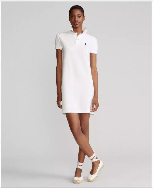 Vestido exclusivo de verano de caballo RL con cuello POLO de mujer con cuello POLO de algodón puro, vestido casual de golf deportivo femenino