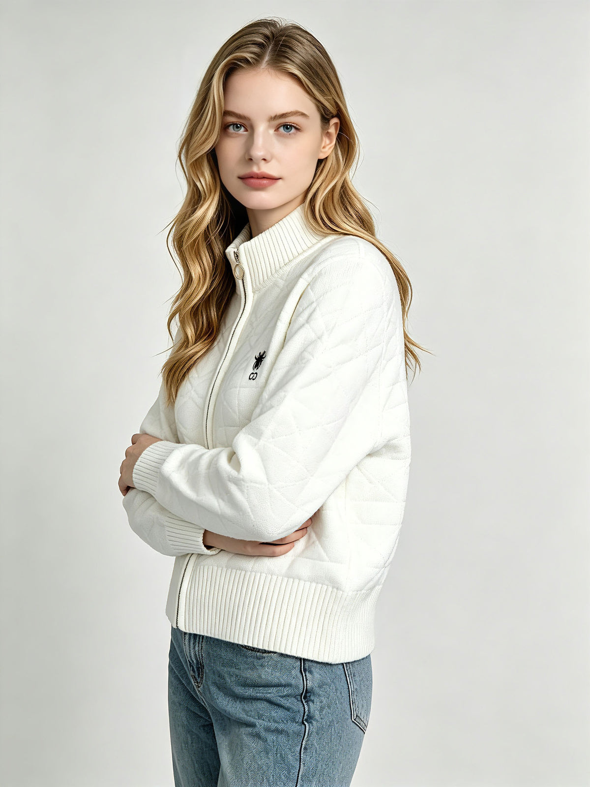 CD Diamond Zip-Up Knit Cardigan | Autumn Winter