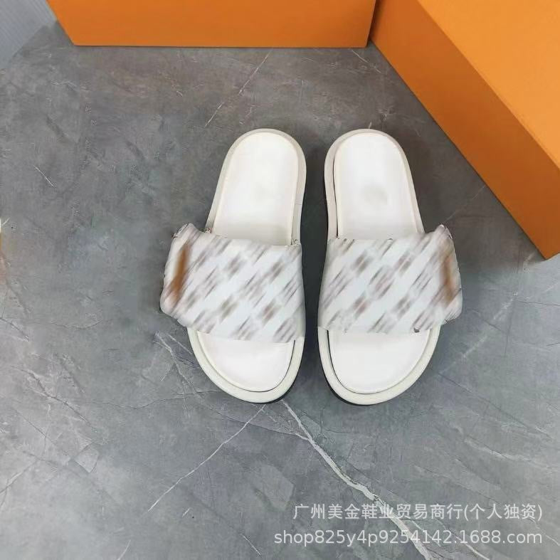 Zapatillas de Velcro de suela gruesa Donkey Home para mujer, 2025 Nuevas zapatillas antideslizantes de denim con letras antideslizantes para exportación