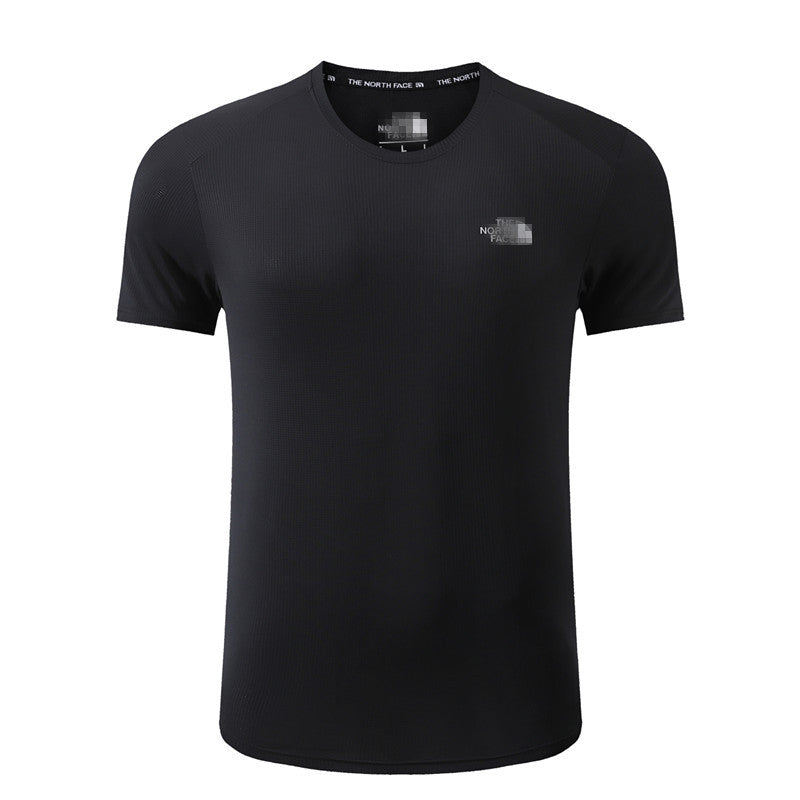 Deportes de montañismo de verano masculino, ropa de secado rápido para senderismo al aire libre, camisetas de manga corta con cuello redondo, camisetas de fitness para interiores.