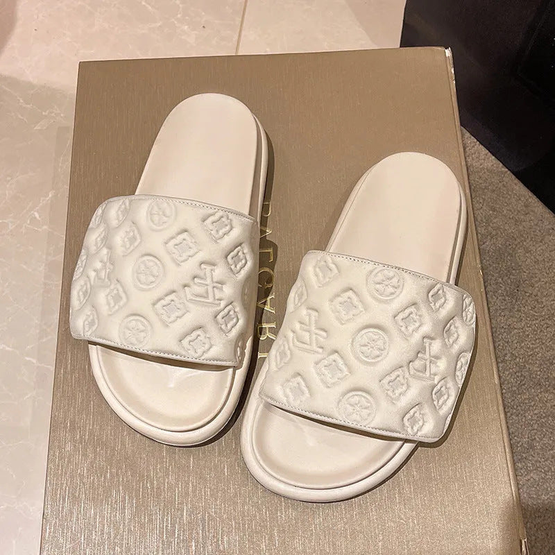Zapatillas de suela gruesa para mujer para abrigo, zapatillas refrescantes de playa con plataforma de Velcro 2025, chanclas de moda veraniega y de moda