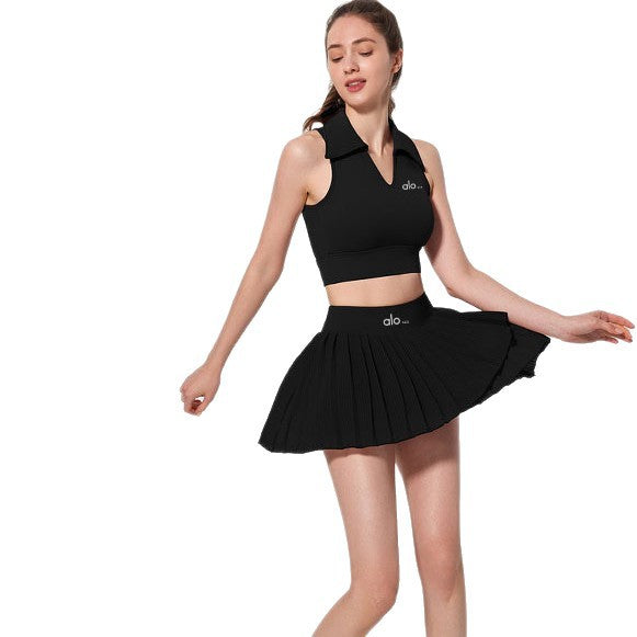 Impresionante conjunto deportivo de tenis de ALOSCO, mono fino de bádminton de verano para mujer, falda corta de yoga, chaleco de fitness de secado rápido
