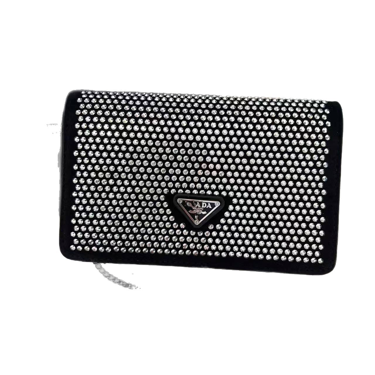 El nuevo bolso mini de pedrería de mano portátil de moda 2025, bolso de cadena de moda, bolso bandolera y bolso pequeño cuadrado de un solo hombro de la marca P