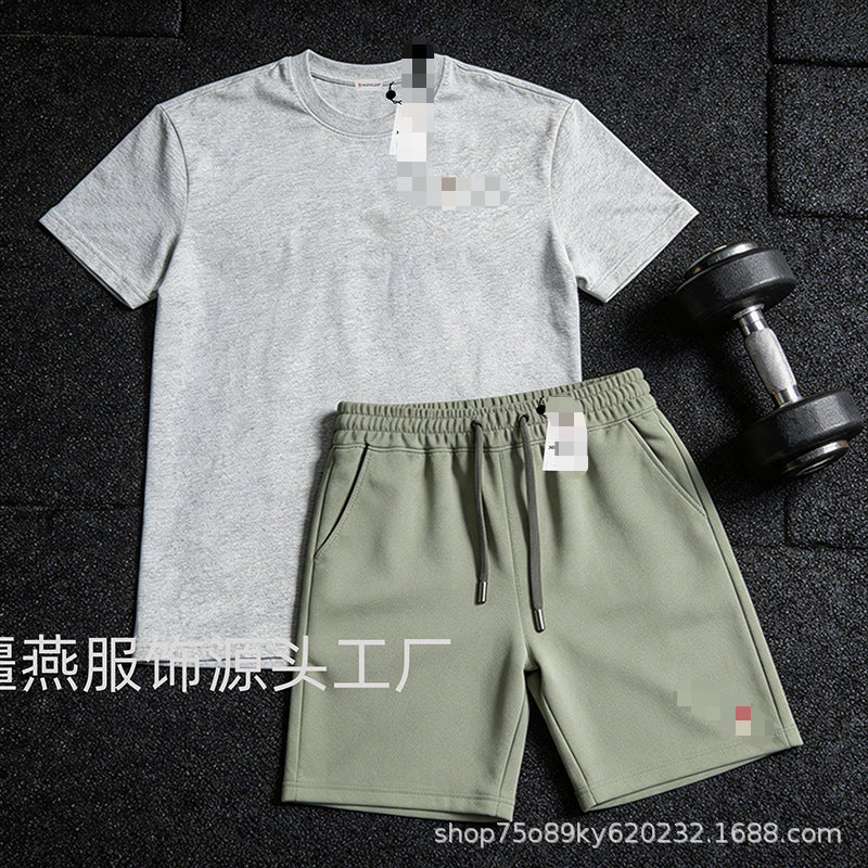 Conjunto versátil de pantalones cortos de algodón Hua para hombre auténtico + conjunto de dos piezas con etiqueta de cuello con cordón