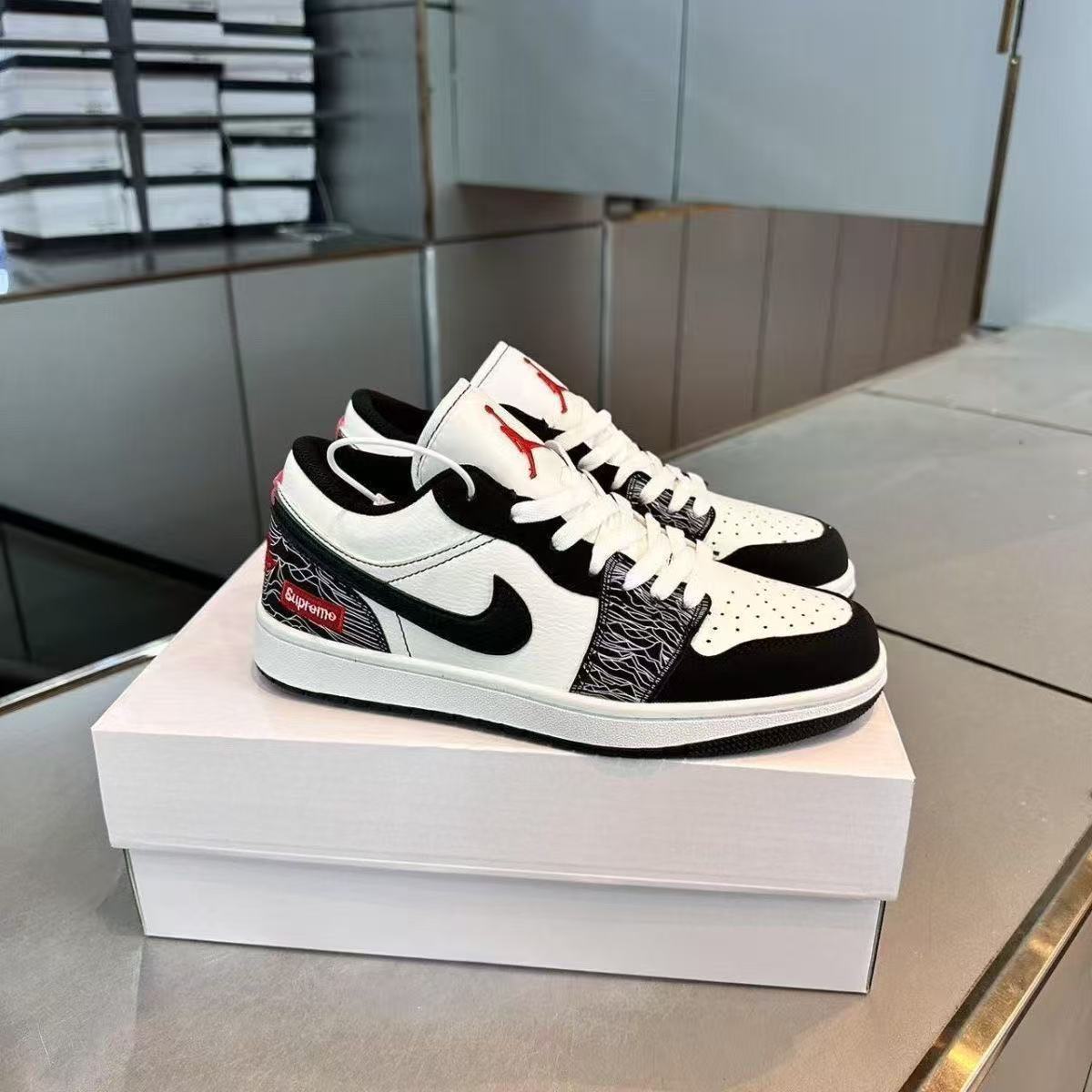 N Unisex Black and White AJ1 Sneakers | With Box