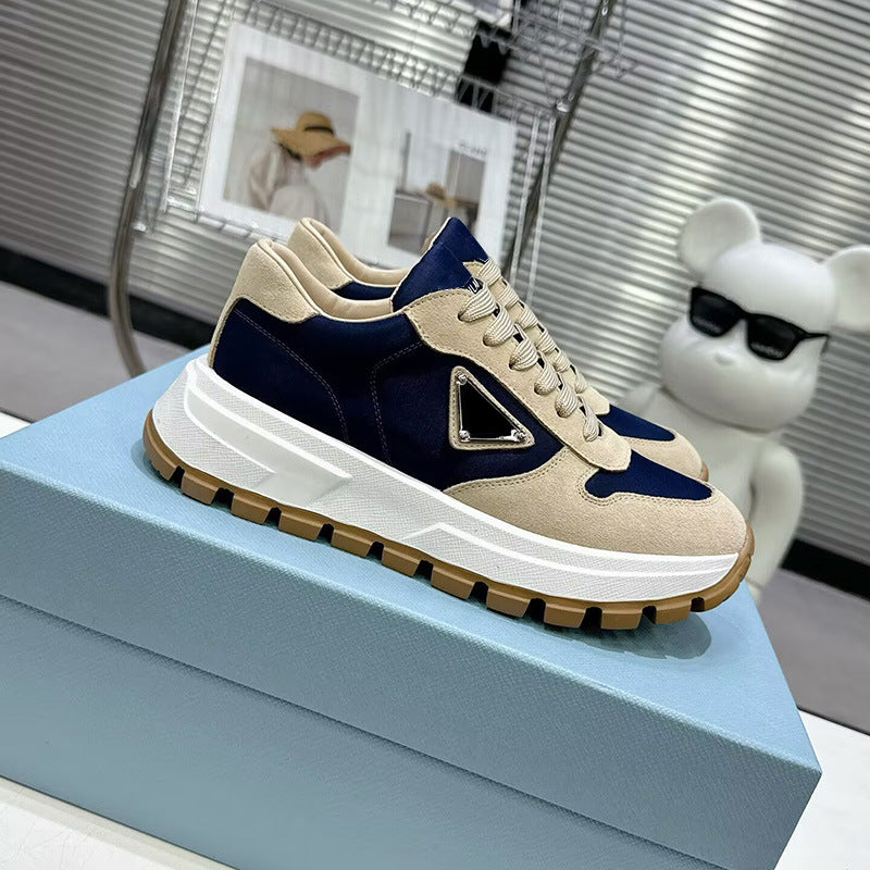 Zapatillas Spot P, nueva marca triangular, cordones de cuero informales, ropa baja, comercio internacional transfronterizo masculino de suela gruesa
