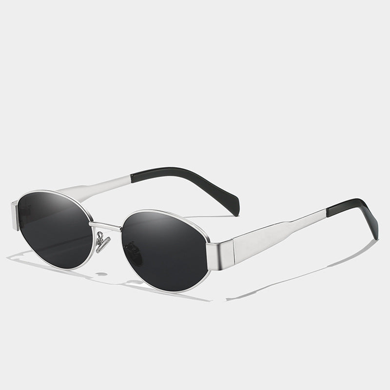 Gafas de sol europeas y americanas de montura redonda para mujeres, gafas de moda de alta gama para mujeres, protección UV para fotografía y decoraciones de moda para mujeres