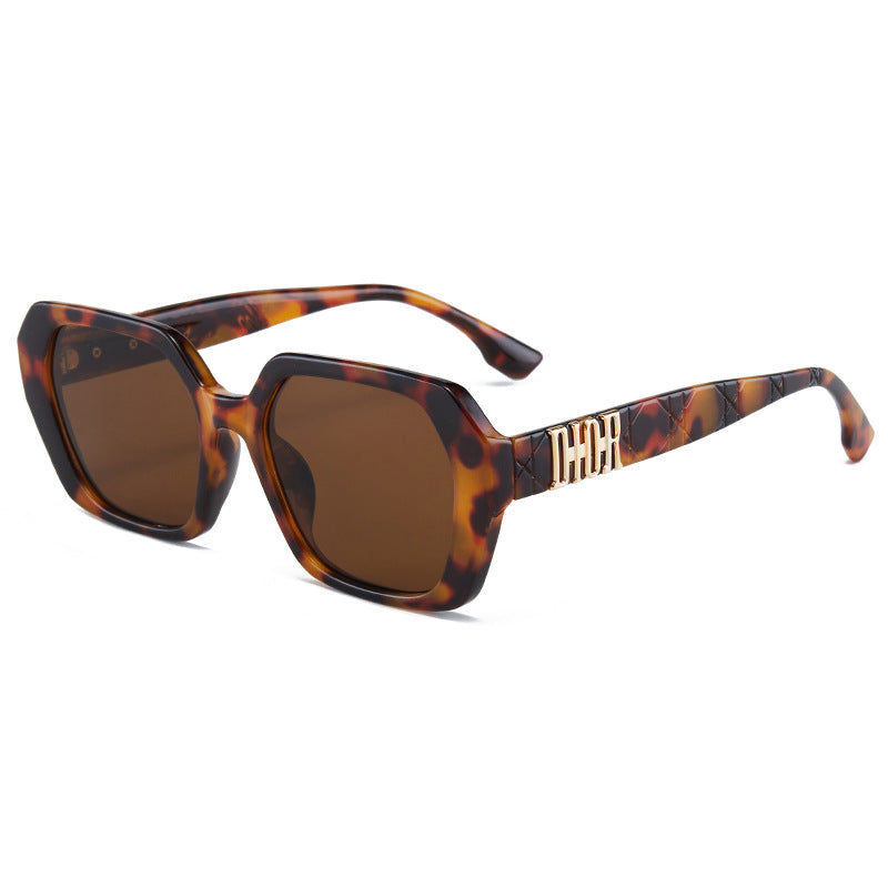 Impresión de personalidad transfronteriza Gafas de sol de hoja de mercurio D poligonales europeas y americanas Gafas de sol de moda para el hogar Gafas versátiles para hombre y mujer
