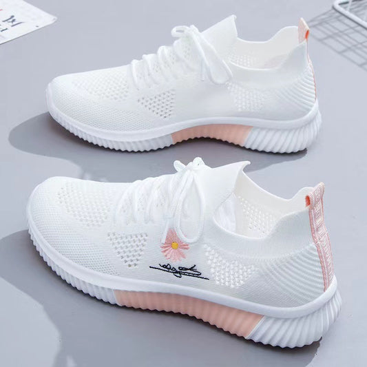 Flyweave 2026 Nuevas zapatillas de mujer para primavera y verano Zapatillas versátiles de malla para correr Calzado para estudiantes Al por mayor Calzado casual para mujer