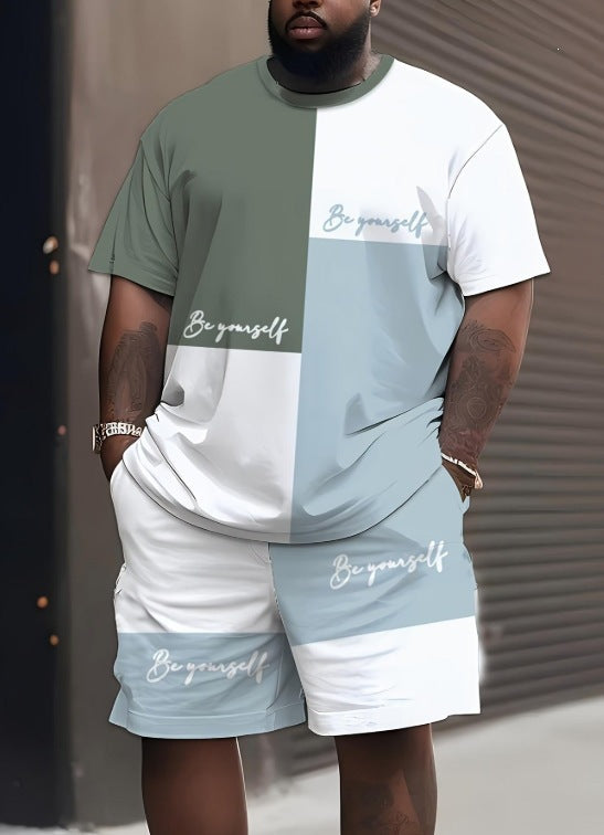 Conjunto casual de hip-hop casual de verano con impresión digital 3D de Amazon de Amazon lleva pantalones cortos de cuello redondo y manga corta sueltos