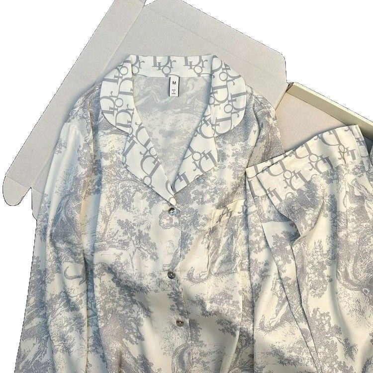 pijamas de celebridades en Internet, la seda fría de primavera y otoño para mujer puede llevarse al aire libre, ropa cómoda de alta gama, trajes de verano de manga larga de lujo