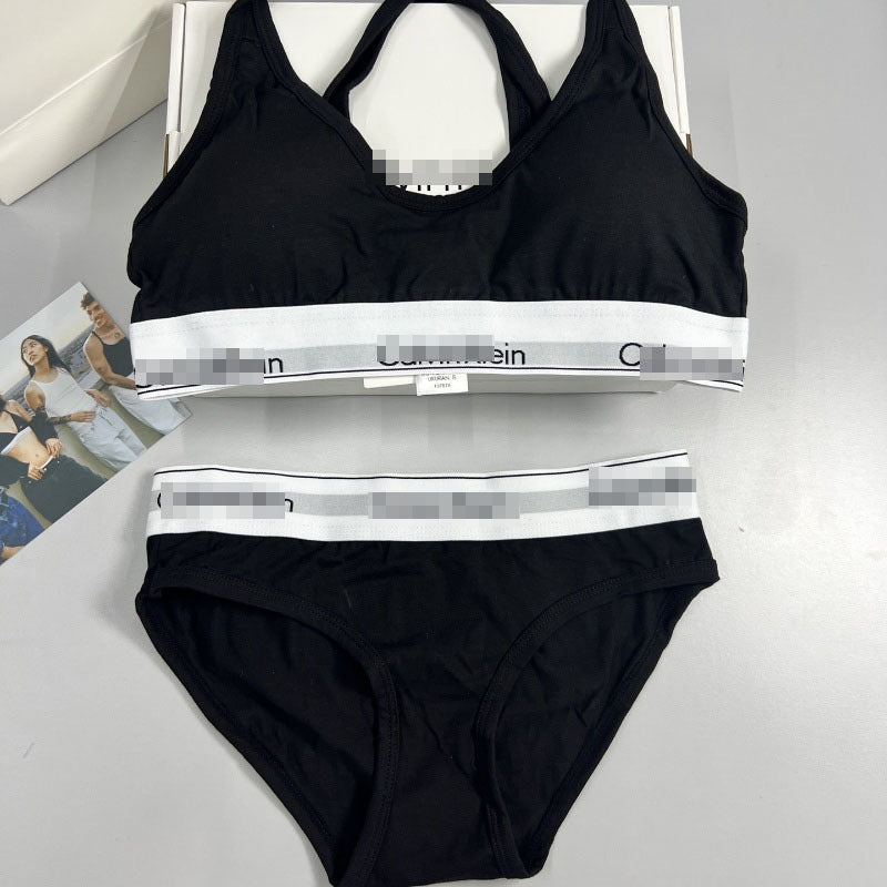 Conjunto de lencería para mujer, logo original υο, conjunto de braguitas en forma de I, conjunto de copas triangulares transpirables, cómodo