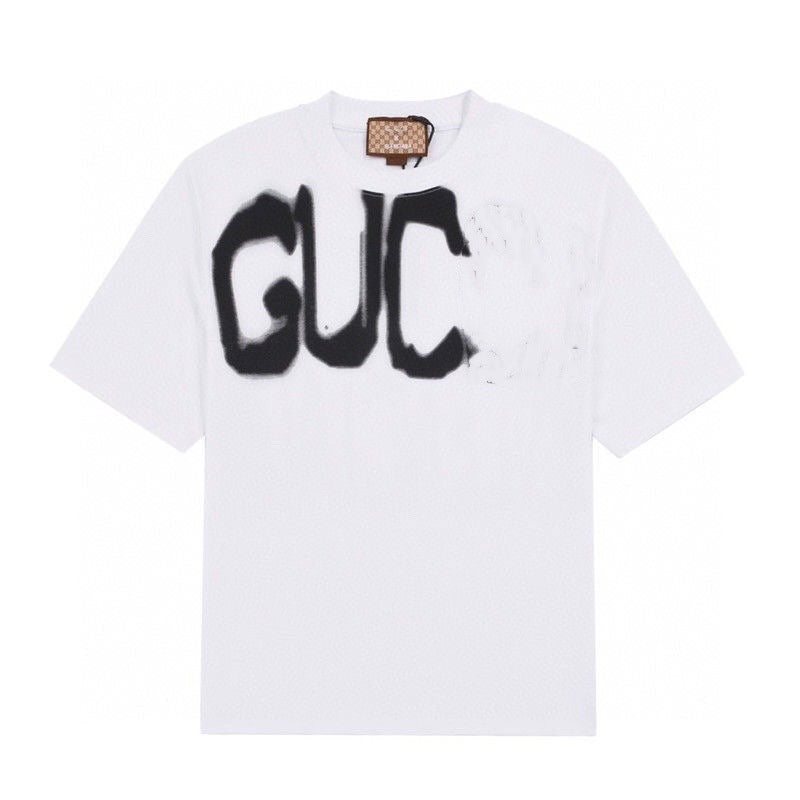 Camiseta alta de alta versión transfronteriza de GU Home 2025, nueva letra con estampado de pedrería, manga corta unisex suelta Gujia