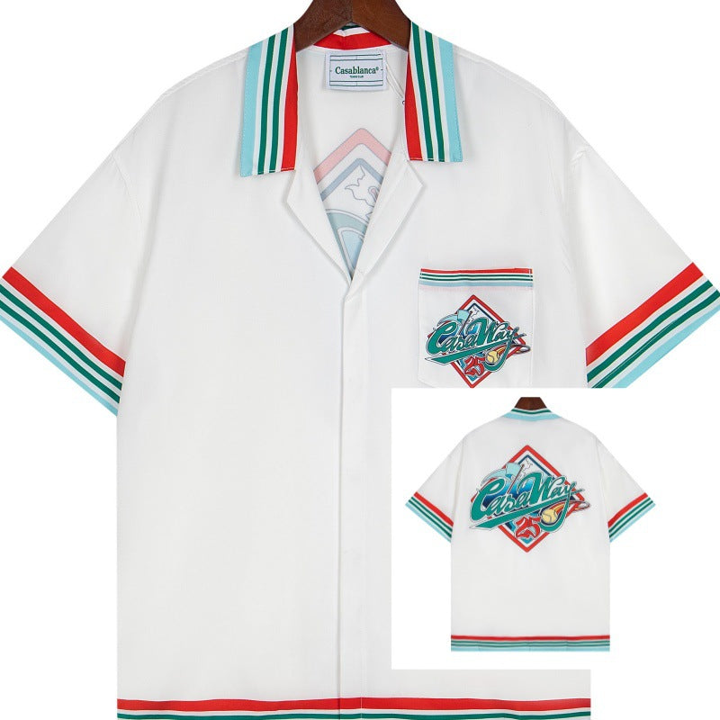Set de camiseta de manga corta con letras de un partido de fútbol CASA de primavera/verano, jersey holgado y de moda para hombres
