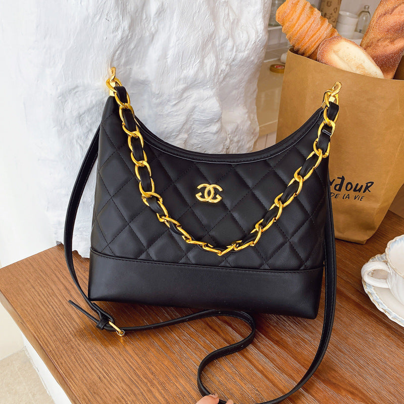 Bolso ligero de lujo estilo Chanel para mujer, nuevo bolso de 2025 con cadena de bordado con diamantes y un solo hombro para salidas y bandolera