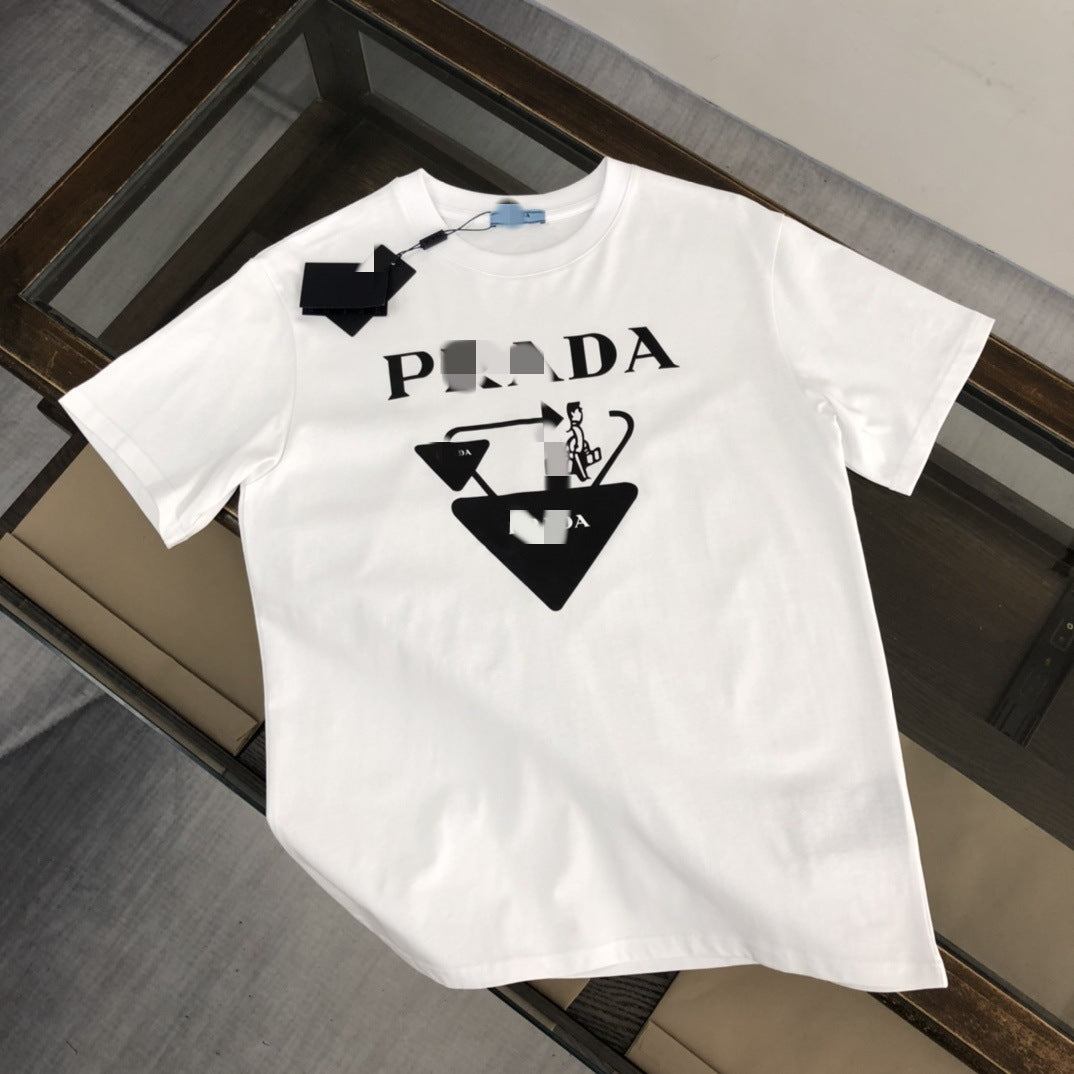 Camiseta unisex de manga corta de 260g de algodón puro de 260g con etiqueta triangular y camiseta de 260g disponible para dropshipping
