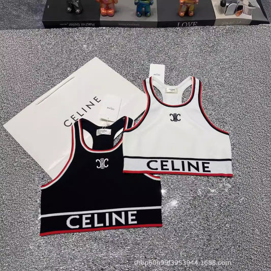 CC Primavera/Verano 2026 Nuevo diseño de nicho con dobladillo con botones de letras bordadas con chaleco I I-string