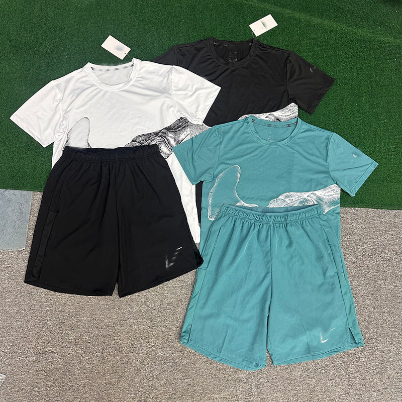 Men's Sportswear Set | Quick-Dry Ice Silk T-Shirt + Shorts