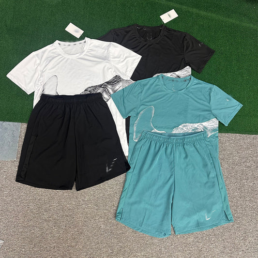 Ensemble de sport homme | T-shirt + short séchage rapide soie glacée