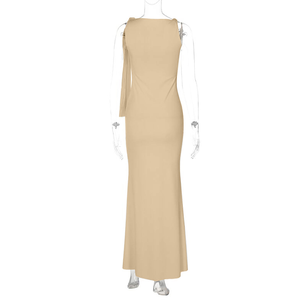 Amazon ropa femenina de venta caliente 2026 verano novedades moda temperamento serpentin de un solo hombro vestido de color sólido para comercio exterior al por mayor