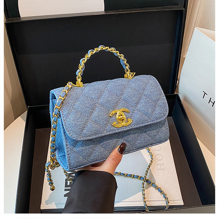 Bolso de mano de fragancia pequeña transfronteriza para mujer 2025 nuevo bolso cuadrado pequeño versátil de un solo hombro bolso de cadena rómbica cruzado de lujo ligero