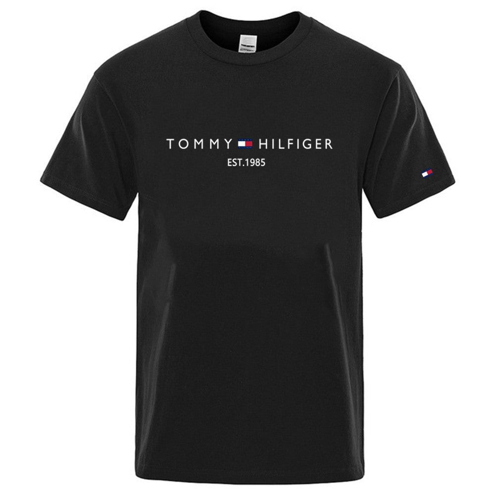 Nuevo verano 2025 camiseta de manga corta con cuello redondo masculino, camiseta deportiva casual de moda para hombres, manga larga para mujer