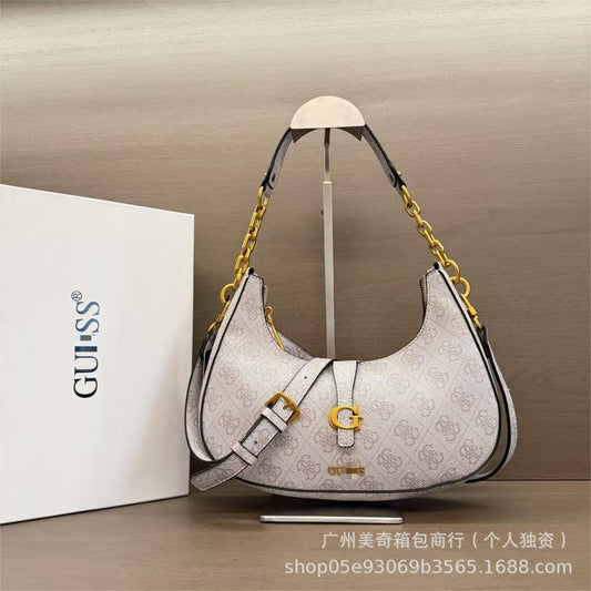 GU Women's Half-Moon Bag | Chain and Print | With Box