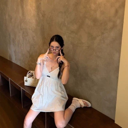 MI white spaghetti strap dress 2026 | Lace and V-neck