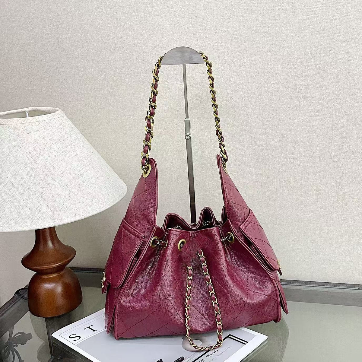 Borsa a secchiello con coulisse stile boho da donna | Senza scatola