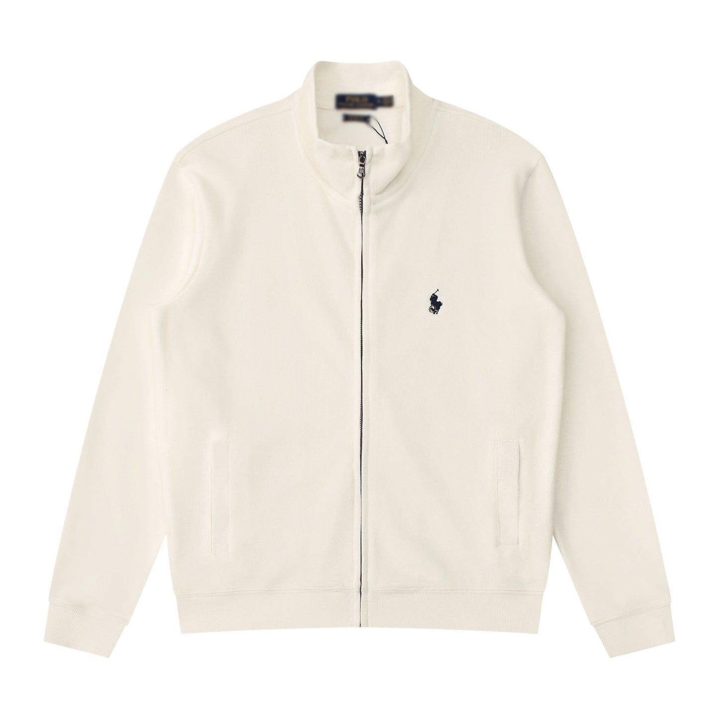 Sudadera americana nueva bordada de ponis americano transfronteriza de outono/invierno, cuello alto, cárdigan polo de algodón puro con cremallera media alta, top informal