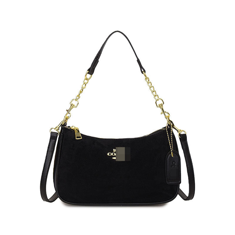 Bolso para la axila de mujer, bolso con cadena estampado en las axilas, elegante bolso ligero de lujo en forma de media luna, bolso bandolera con estampado de leopardo, bolso de alta gama en forma de media luna