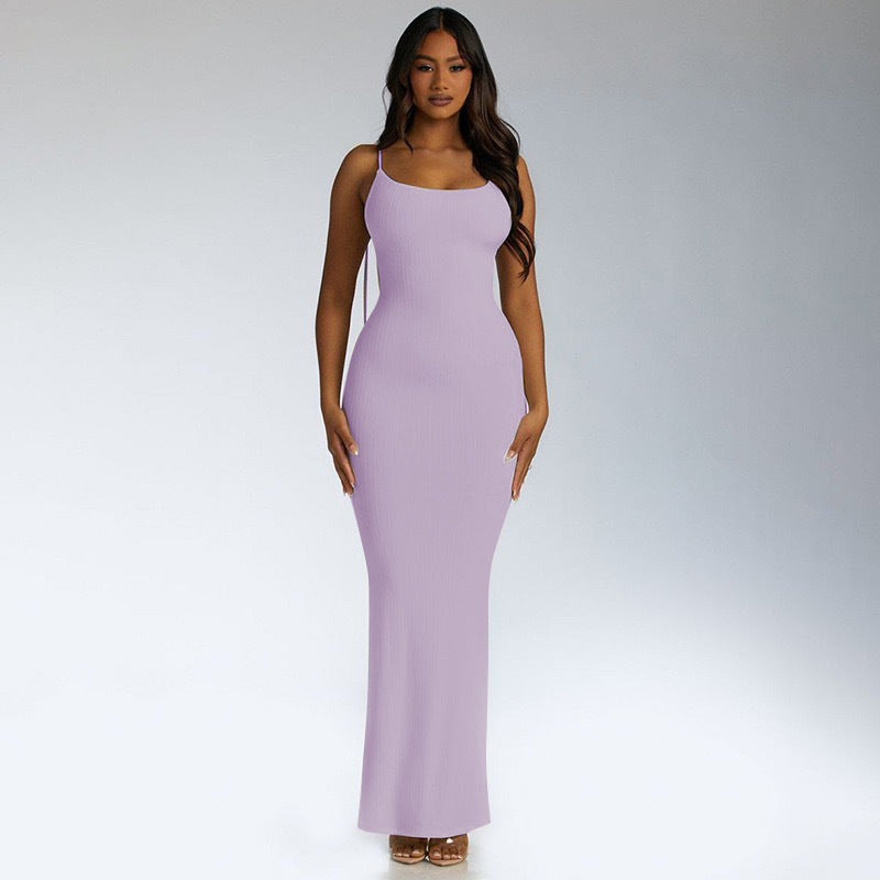 Ropa europea y americana 2025 Nuevo vestido de verano fino con tiras de moda Amazon Fashion sexy con tiras grandes y abiertas