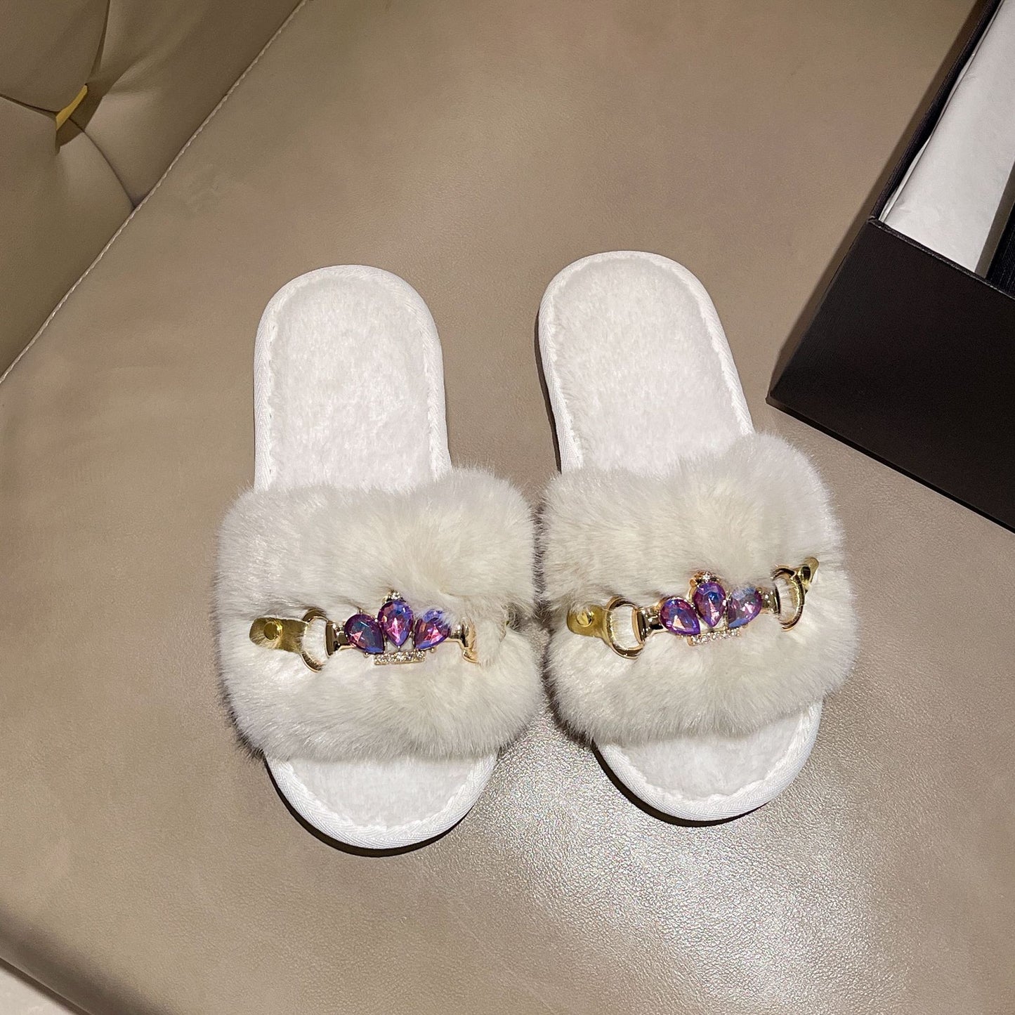 Comercio exterior, hogar transfronterizo, cadena de cristal, zapatillas de lana engrosadas, zapatillas de algodón para mujeres de otoño e invierno, fabricantes de zapatillas de abrigo