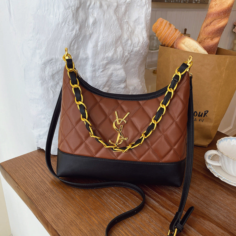 Bolso ligero de lujo estilo Chanel para mujer, nuevo bolso de 2025 con cadena de bordado con diamantes y un solo hombro para salidas y bandolera