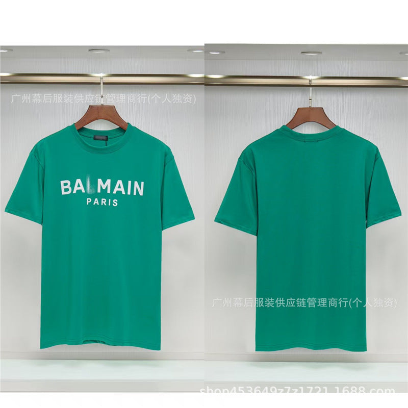 Versión correcta de la tendencia de lujo de París B: 26SS nuevo bordado unisex con cuello redondo, camiseta de algodón de manga corta y manga corta, comercio exterior