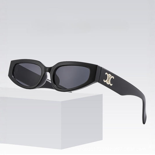2025 Nueva gafas de sol de montura pequeña de alta gama de INS Fashion para mujer, gafas de sol de moda de ojo de gato para hombres, ventas directas transfronterizas desde Europa y América