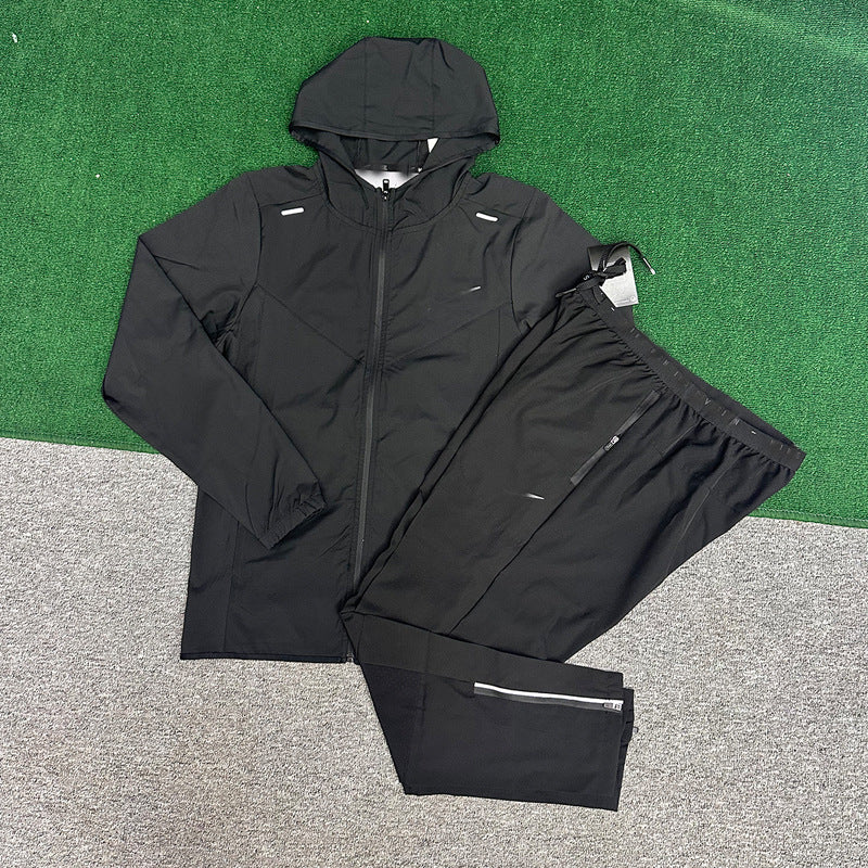 Ensemble coupe-vent de sport pour homme | Capuche séchage rapide