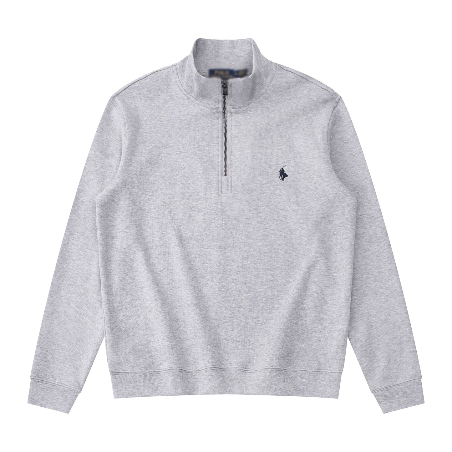 Sudadera americana nueva bordada de ponis americano transfronteriza de outono/invierno, cuello alto, cárdigan polo de algodón puro con cremallera media alta, top informal